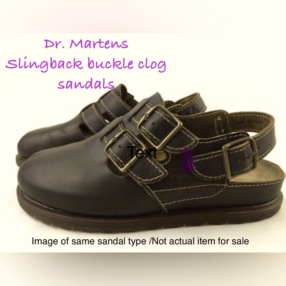 Dr. Martens Black Slingback Buckle Clog Sandals